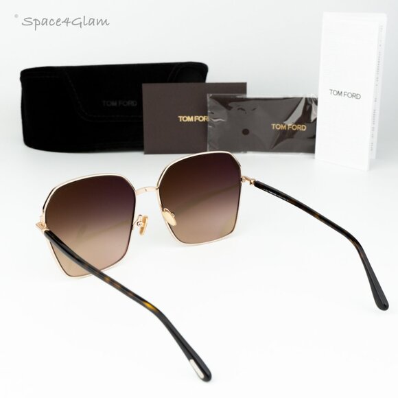 Tom Ford Women Sunglasses Rose Gold Havana Brown Gradient Square FT0839 52F NEW main image 11